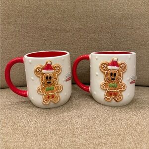 Gingerbread Mickey Mouse Christmas Mugs Set of 2 Disney Brand New Viral